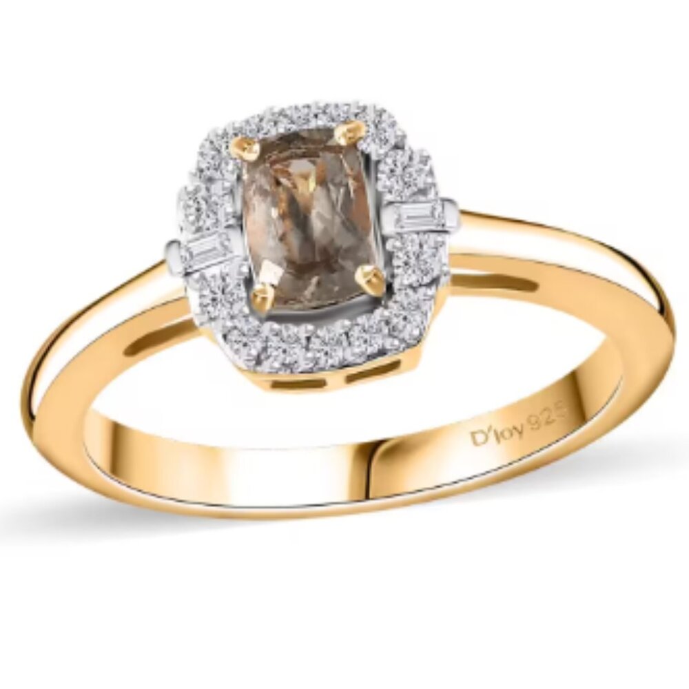 Genuine Turkizite and White Zircon Halo Ring